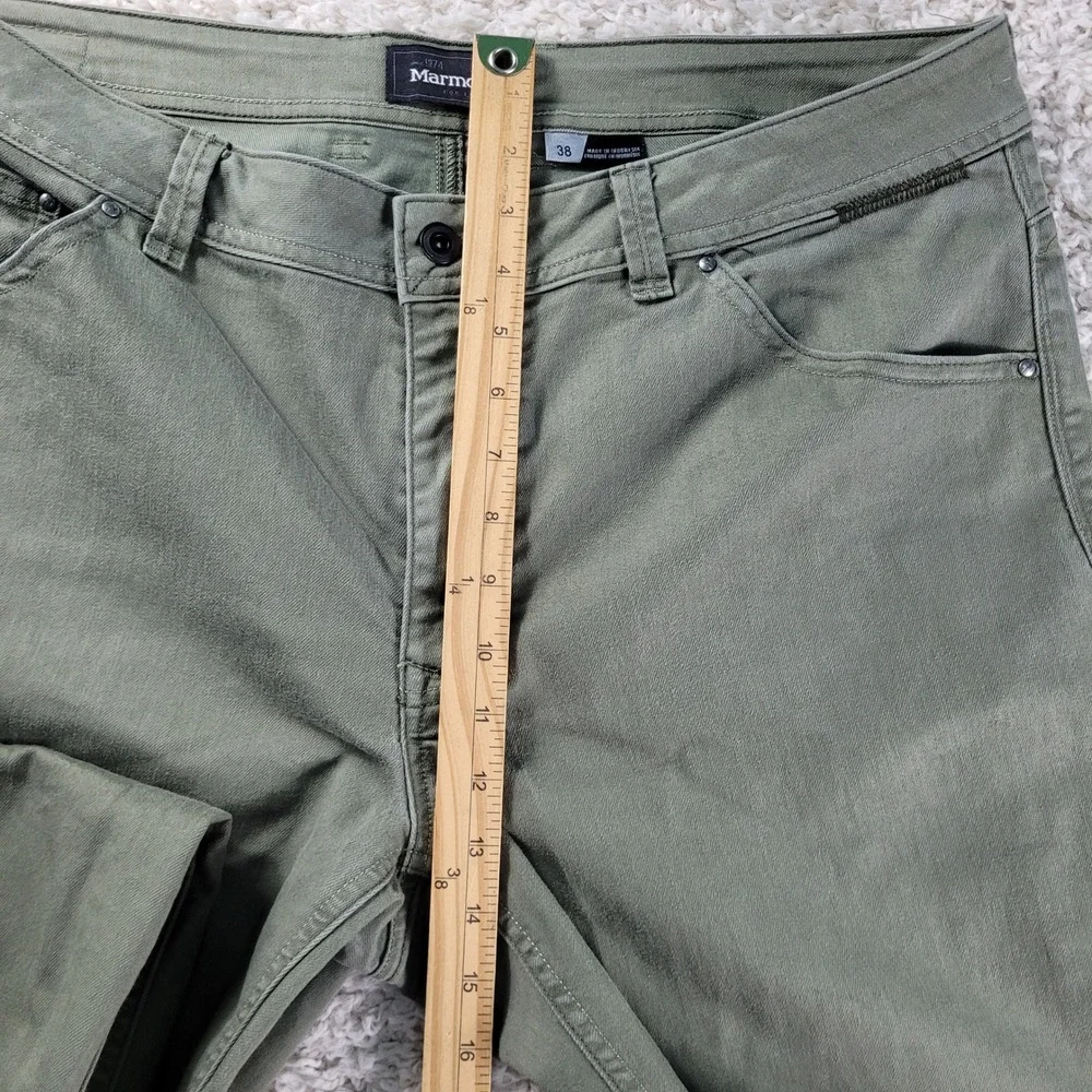Marmot Pants Mens 38x32 Green Cotton Polyester Stretch Chino Straight Leg Casual